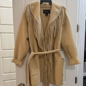 Karen Kane Tan Fringe Belted Coat